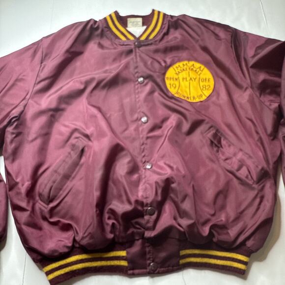 Vtg Birdie Satin Jacket Men Sz XL MMAA Basketball 1982 Runner Up Maroon MN - Picture 4 of 14